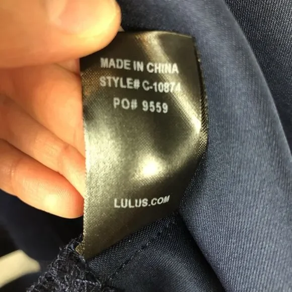 LULU’s Blue Sheer Determination Navy Blue Mesh Skater Dress Small New With Tags - Picture 9 of 10